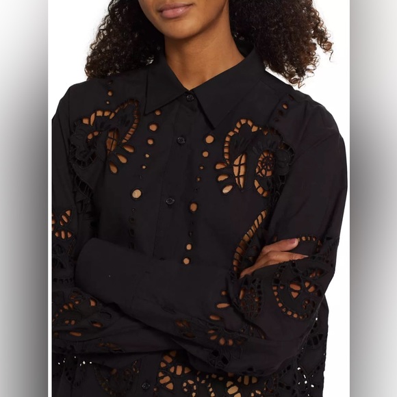 Nili Lotan ‘Mathilde’ Embroidered Black Poplin Dress - Picture 6 of 9